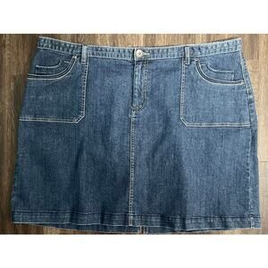 CJ Banks Women's Blue Stretch Denim Jean Skirt Size 24W